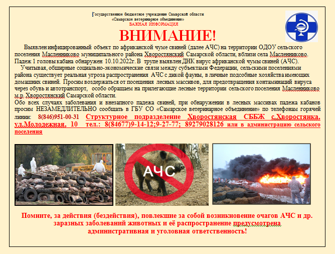 Об угрозе возникновения АЧС на территории муниципального района Безенчукский Самарской области