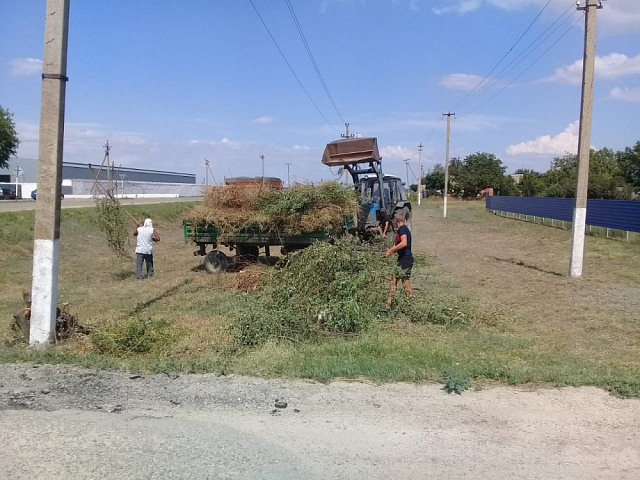 Работниками МУ "Забота" продолжается покос и вывоз сорной растительности по улице Пролетарской.