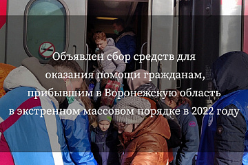 21 февраля 2022 года объявлен сбор средств для оказания помощи гражданам, прибывшим в Воронежскую область в экстренном массовом порядке в 2022 году