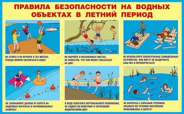 Правила безопасности на водных объектах в летний период.